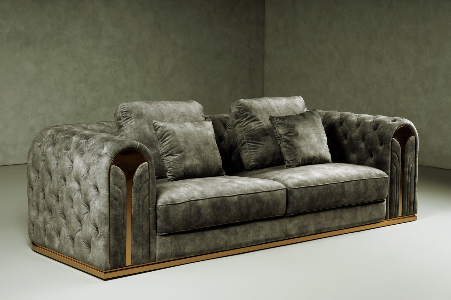 Divani Casa Dosie Transitional Grey Velvet Sofa