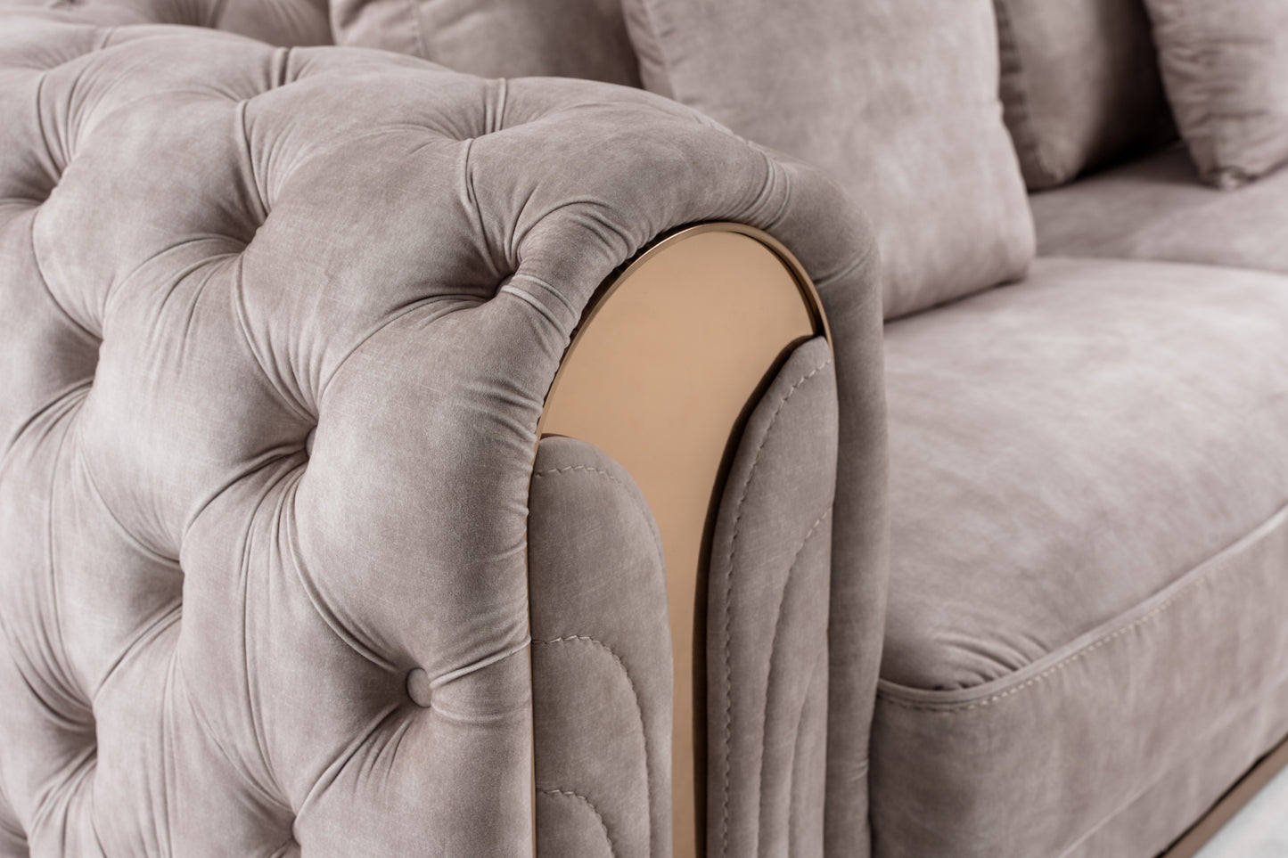 Divani Casa Dosie Transitional Beige Velvet Sofa