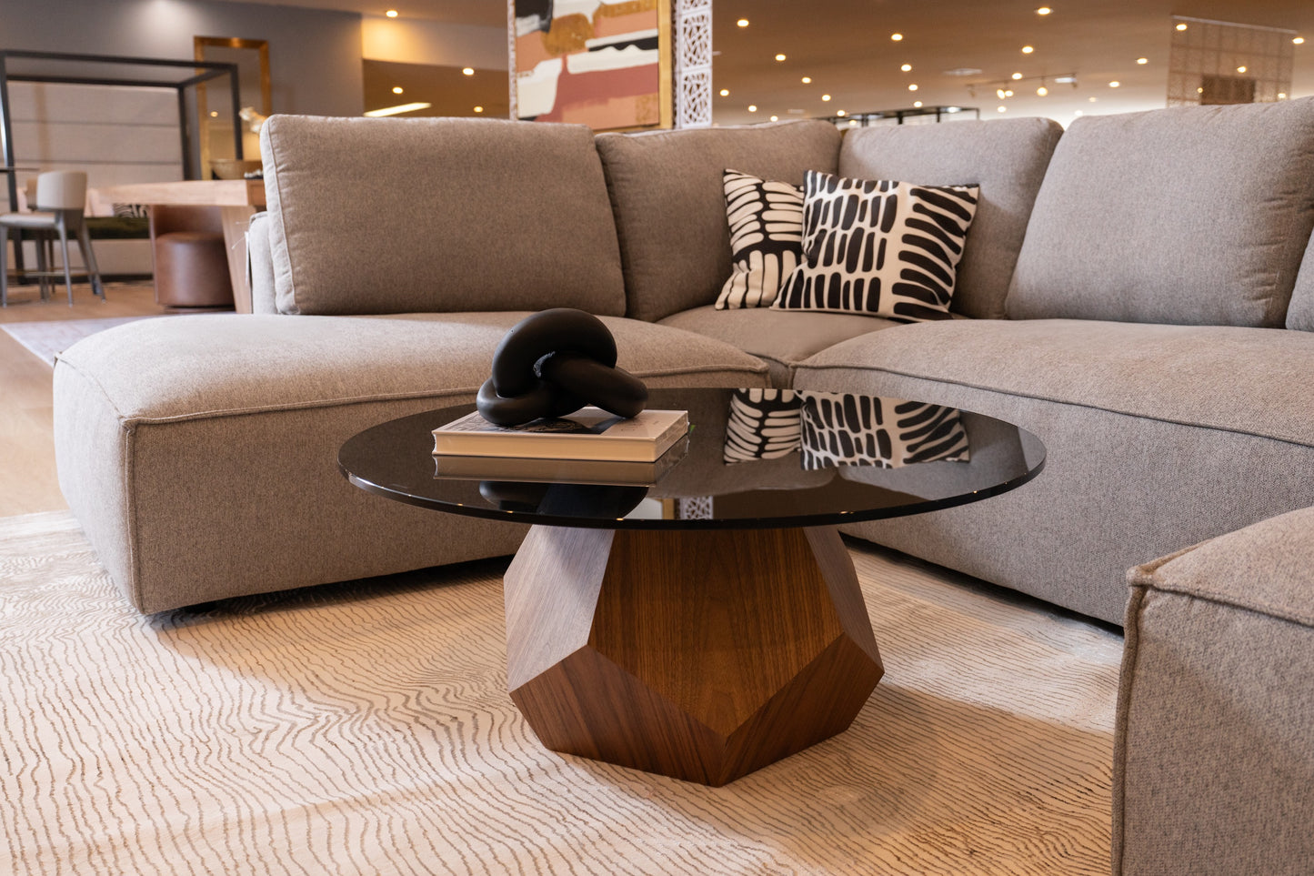 Modrest Rackham Mid-Century Walnut and Smoked Glass Coffee Table