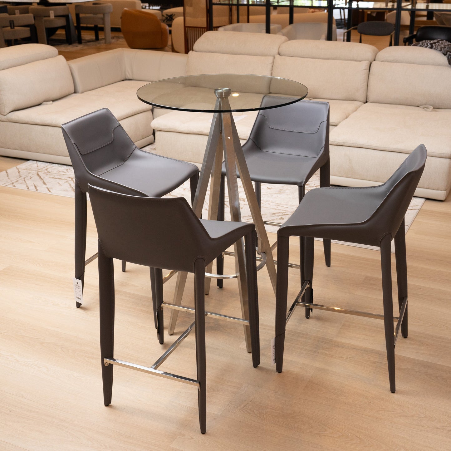 Modrest Halo Modern Grey Saddle Leather Counter Stool