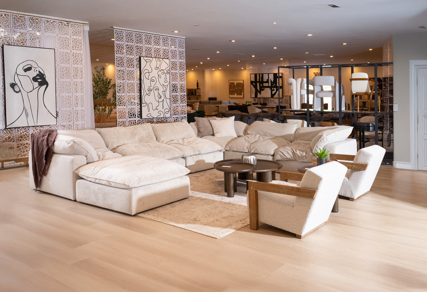 Divani Casa Garman Modern Light Grey U Shaped Sectional Sofa