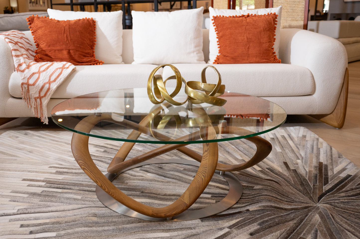 Modrest Michele Modern Glass Walnut Coffee Table