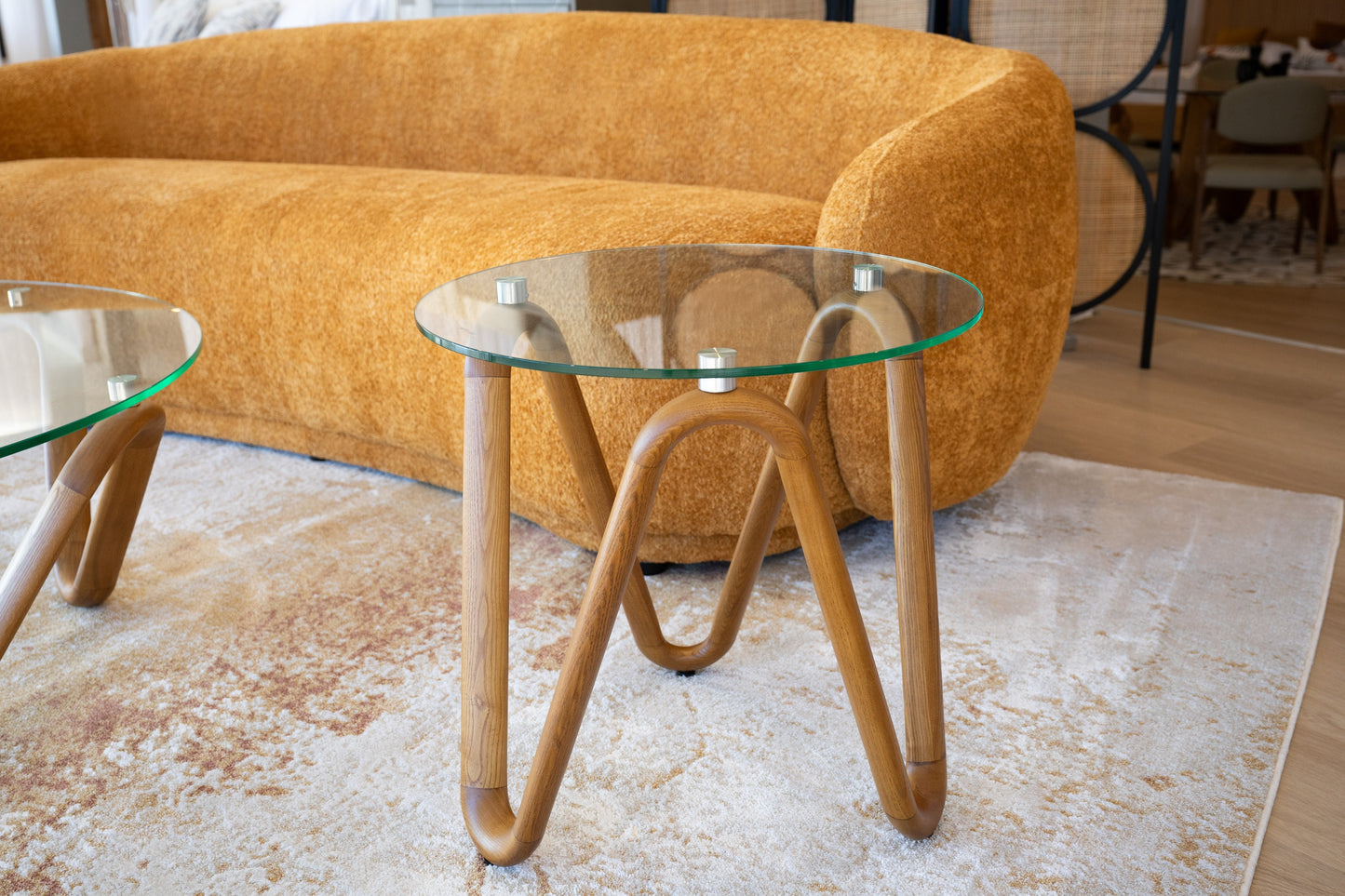 Modrest Lassen Modern Glass and Walnut End Table