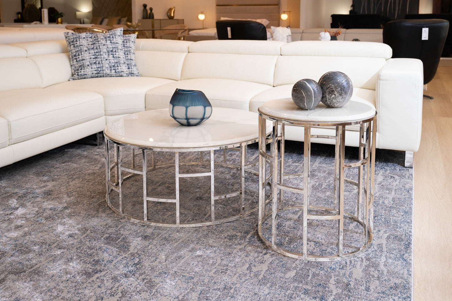 Modrest Silvan Modern Marble and Stainless Steel End Table