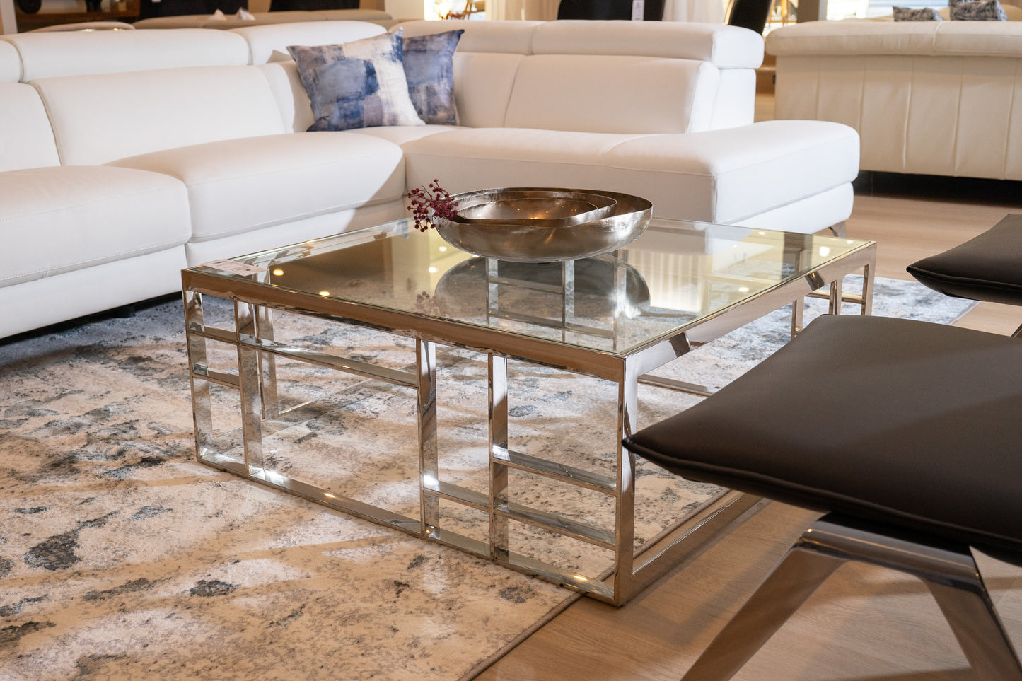 Modrest Stephen Modern Glass and Stainless Steel Coffee Table