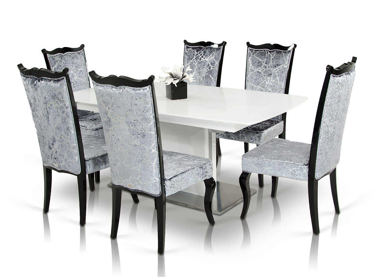 Centro Modern White Crocodile Dining Table