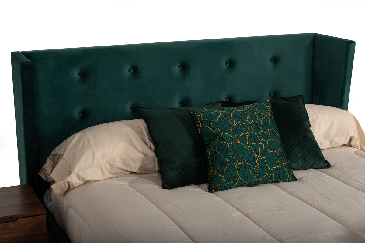 Nova Domus Durango Modern Green Fabric and Walnut Bed