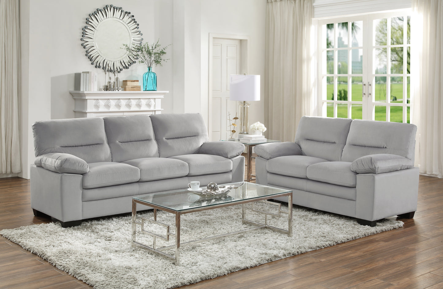 Homelegance Keighly Loveseat in Textured Gray Upholstery 9328GY-2