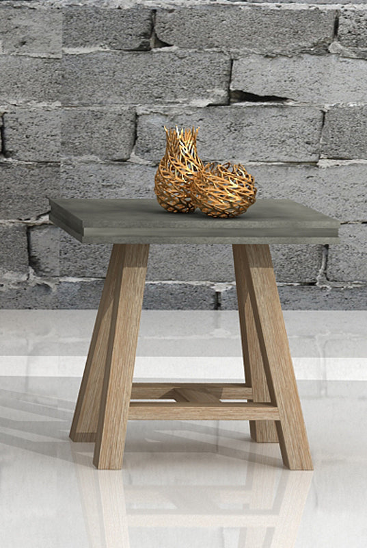 Modrest Civic Modern Concrete and Acacia End Table
