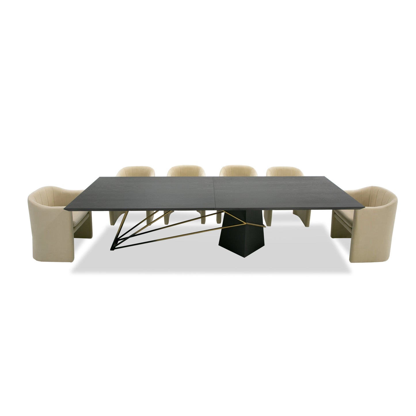 Modrest Elkhorn Glam Black Ash Stainless Steel 126" Dining Table