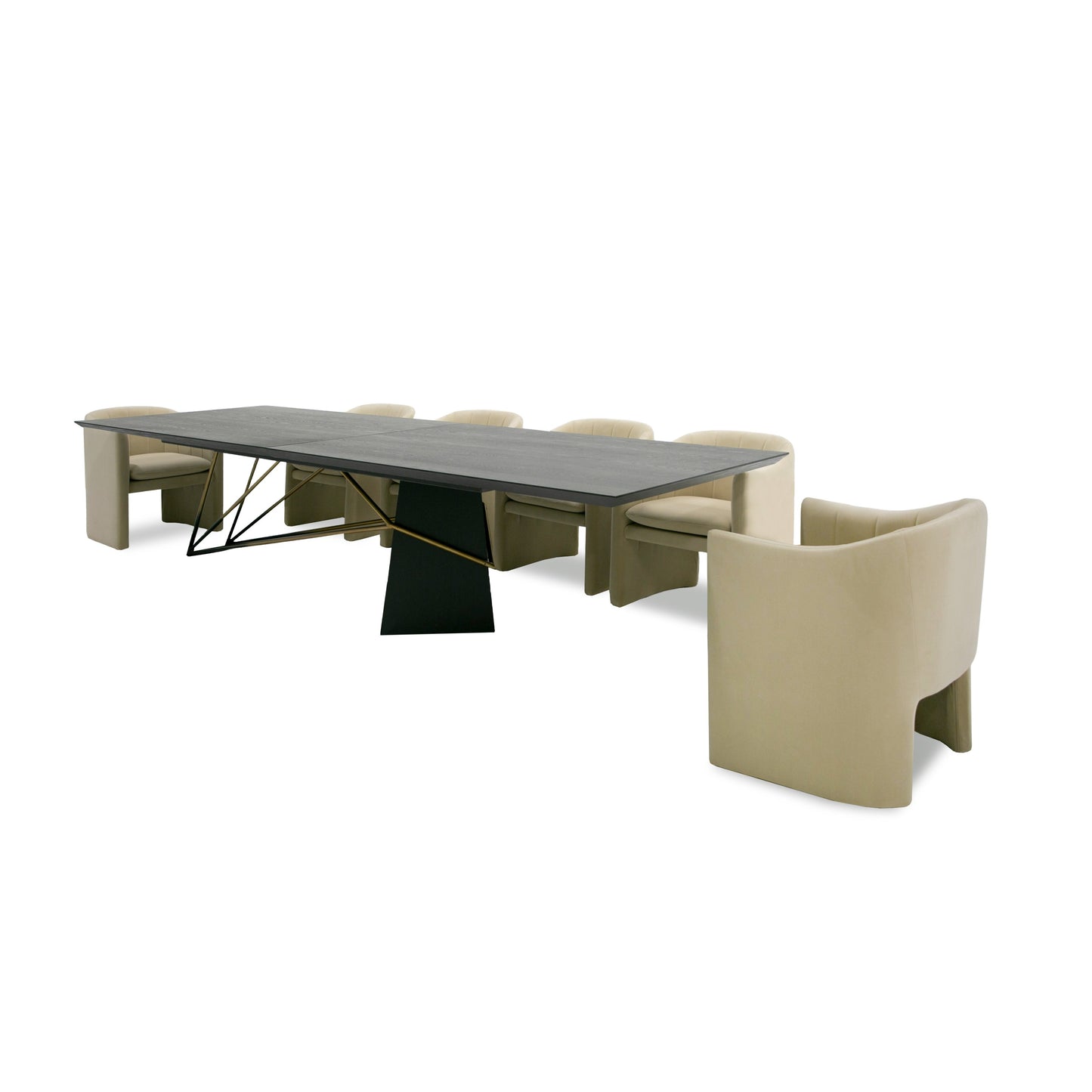 Modrest Elkhorn Glam Black Ash Stainless Steel 126" Dining Table