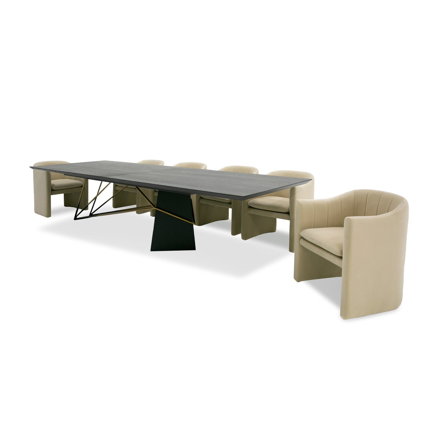 Modrest Elkhorn Glam Black Ash Stainless Steel 126" Dining Table