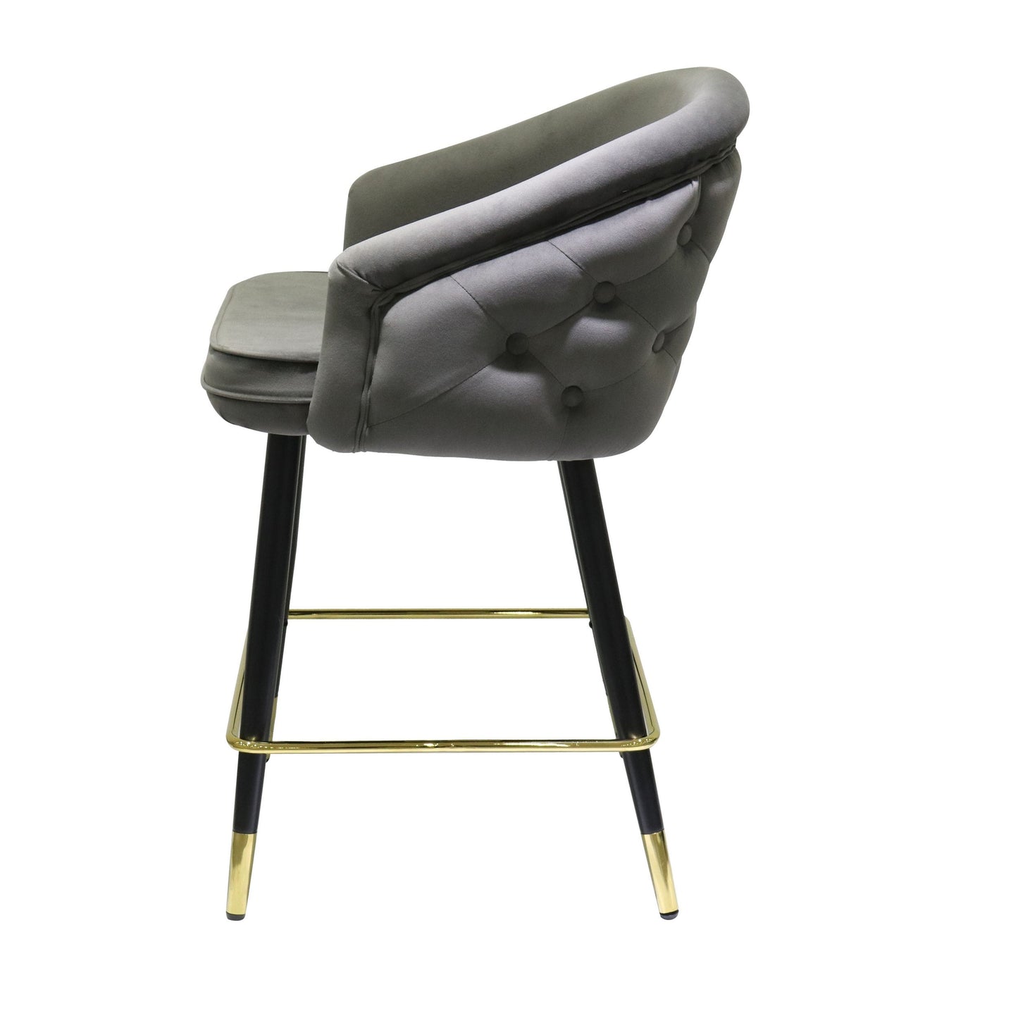 Modrest Elliot Contemporary Grey and Black/Gold Dining Bar Stool