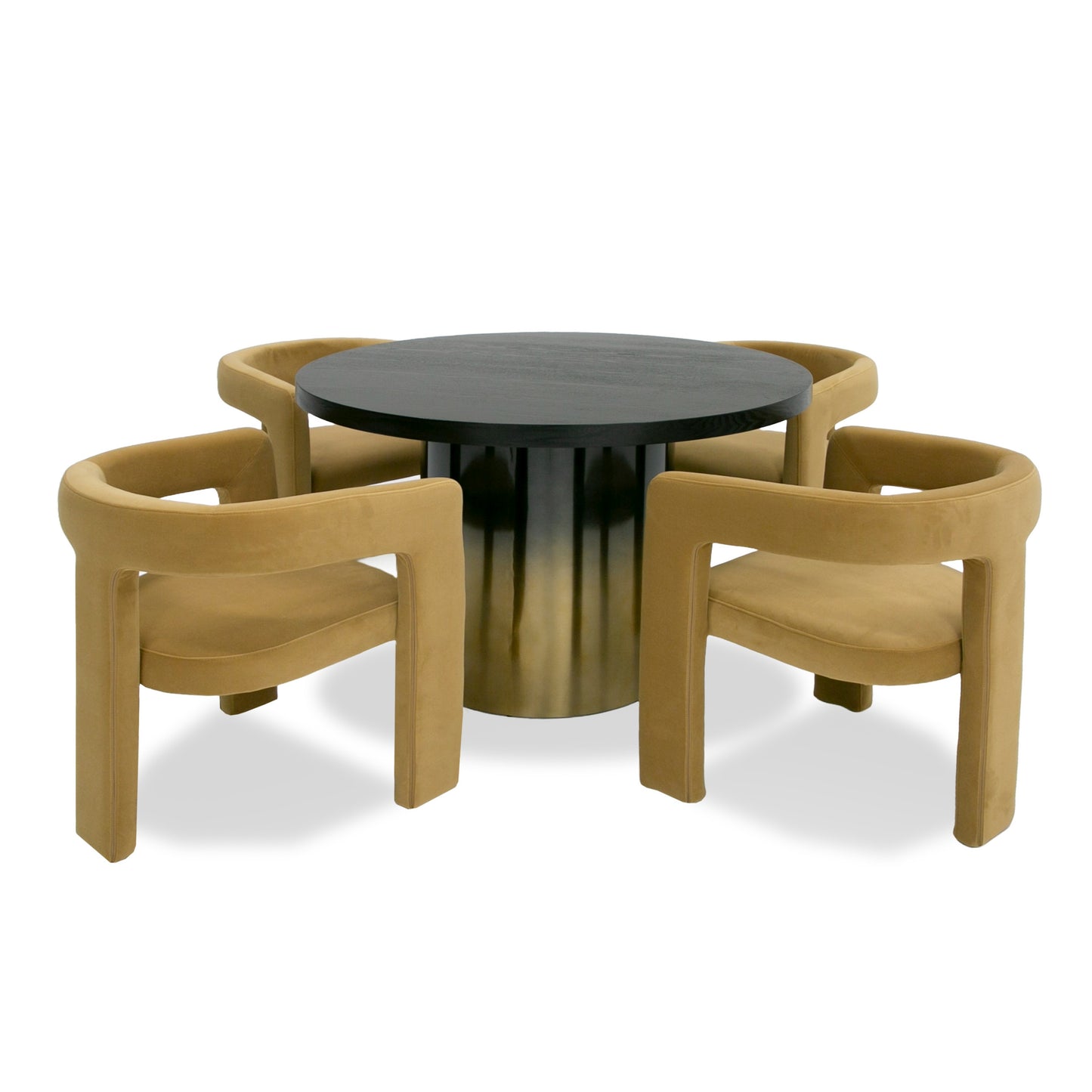 Modrest Elmira Glam Black Ash Gradient Stainless Steel Round Dining Table