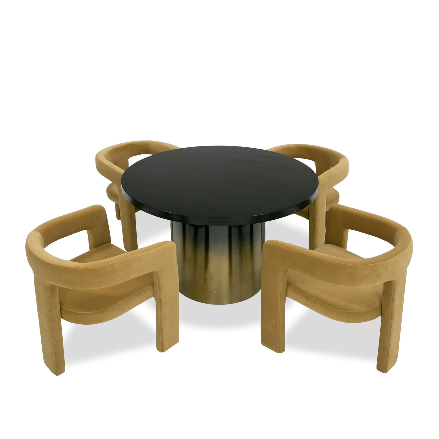 Modrest Elmira Glam Black Ash Gradient Stainless Steel Round Dining Table