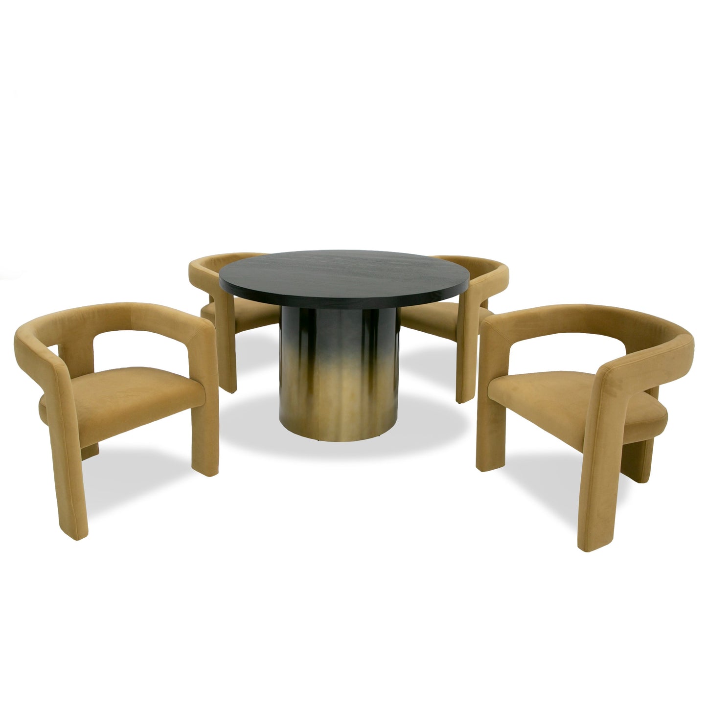 Modrest Elmira Glam Black Ash Gradient Stainless Steel Round Dining Table