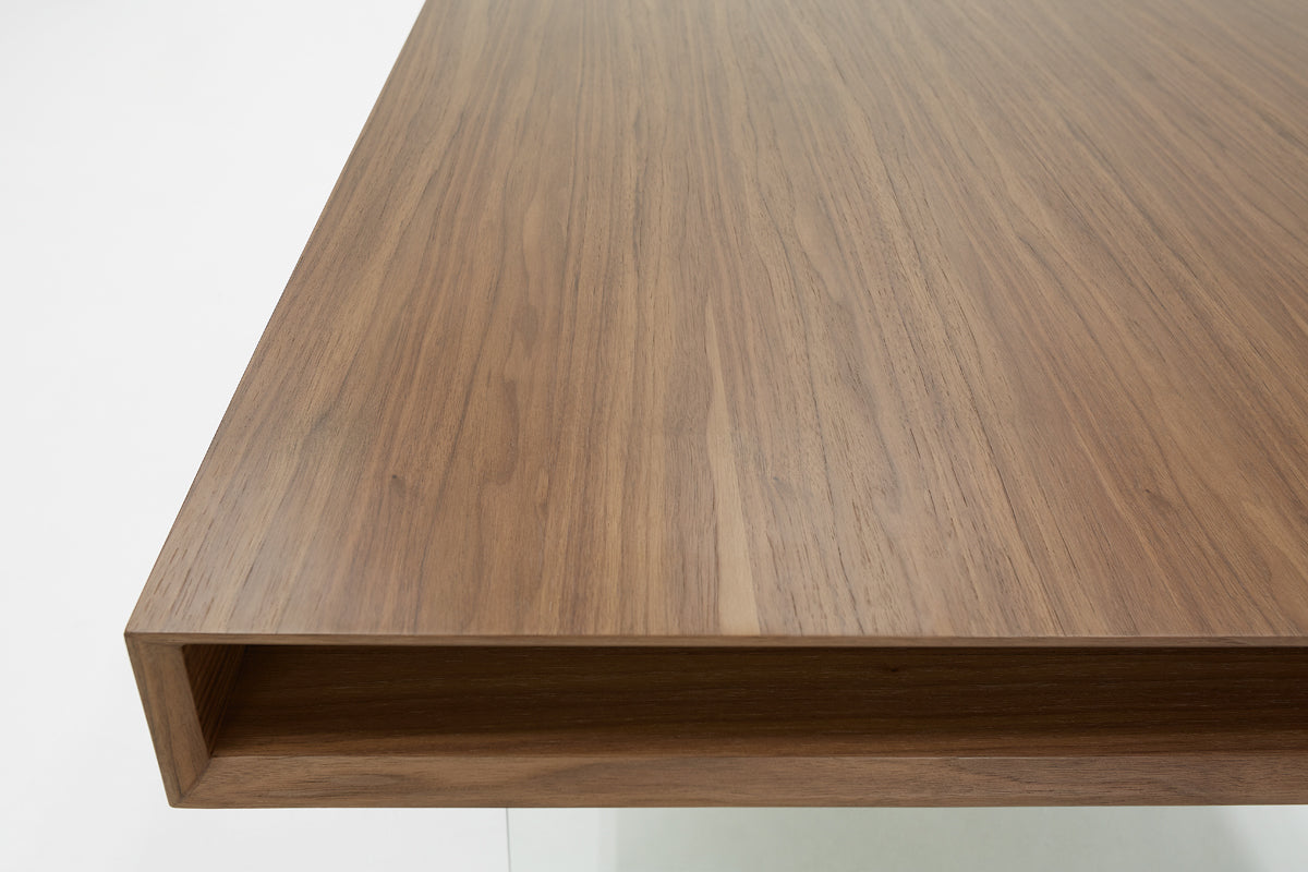Modrest Encino Modern Walnut and Glass Dining Table
