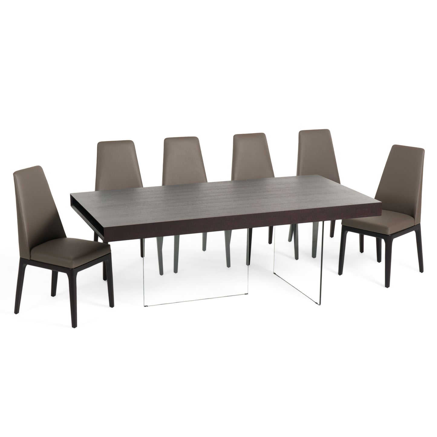 Modrest Encino Modern Timber Chocolate and Glass Dining Table