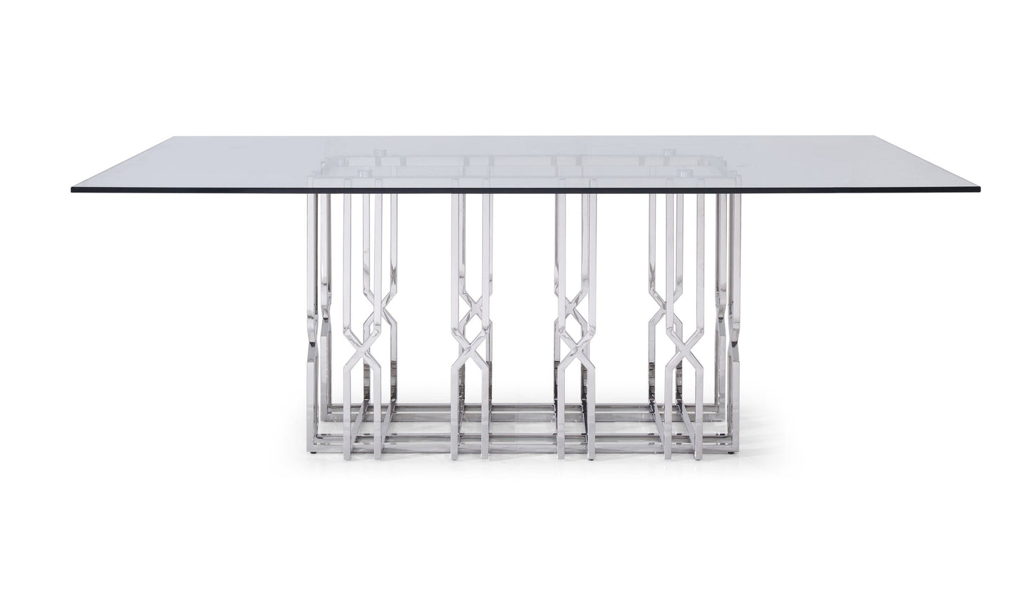 Modrest Ericson Modern Glass and Stainless Steel Dining Table
