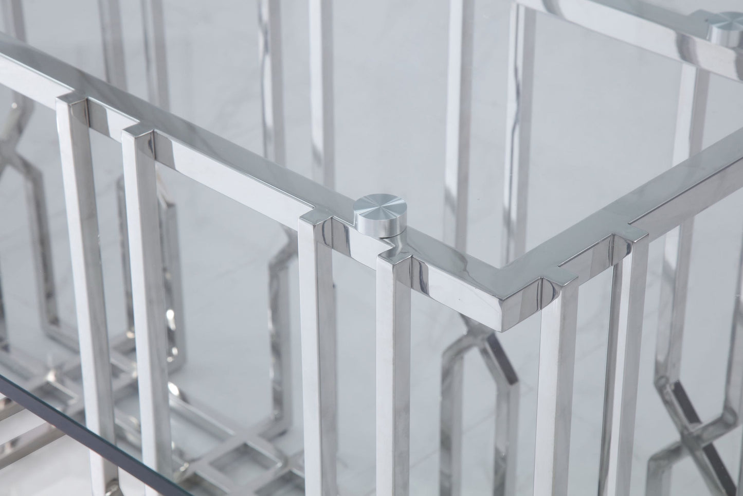 Modrest Ericson Modern Glass and Stainless Steel Dining Table