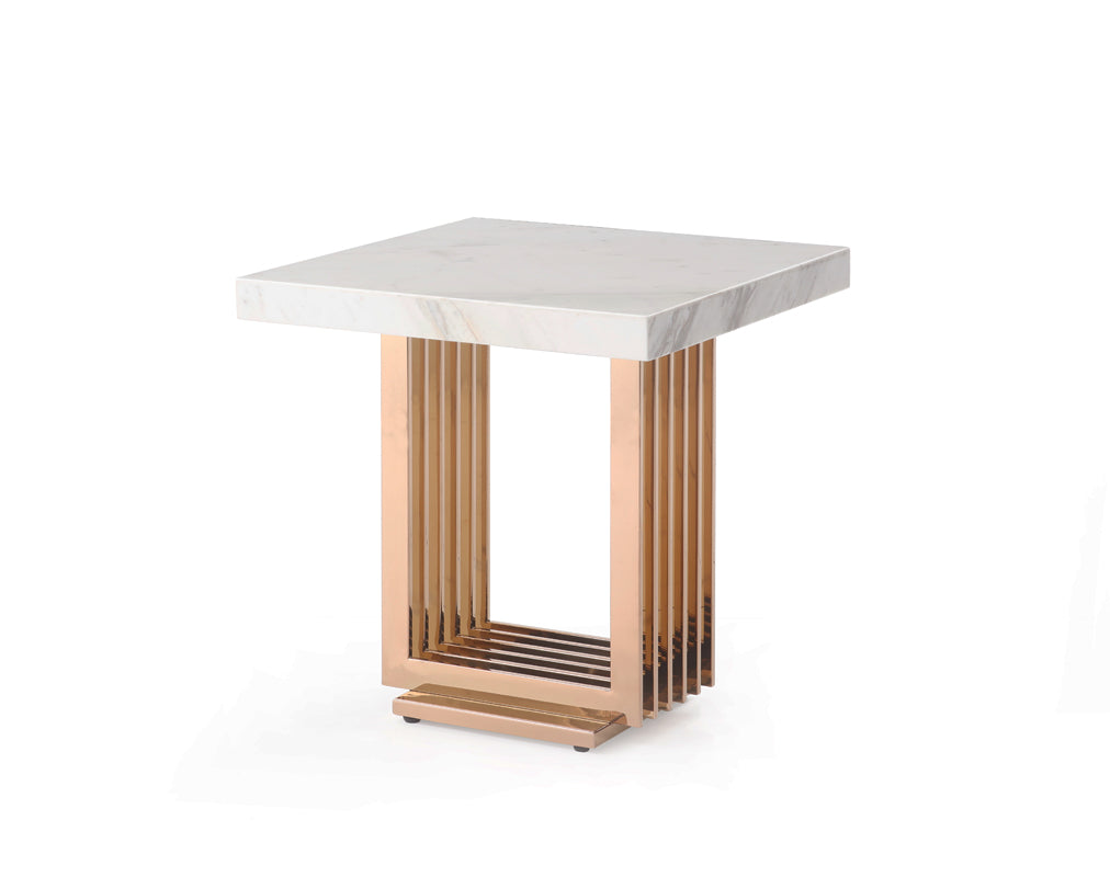 Modrest Kingsley Modern Marble and Rosegold End Table