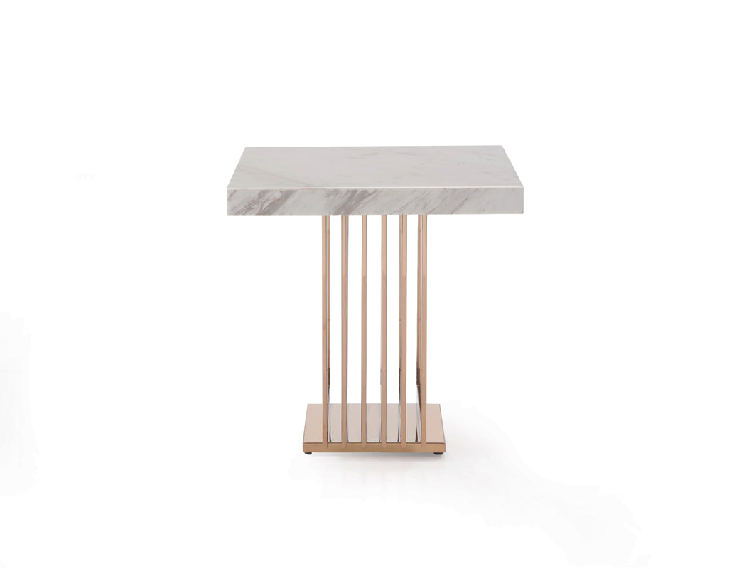 Modrest Kingsley Modern Marble and Rosegold End Table