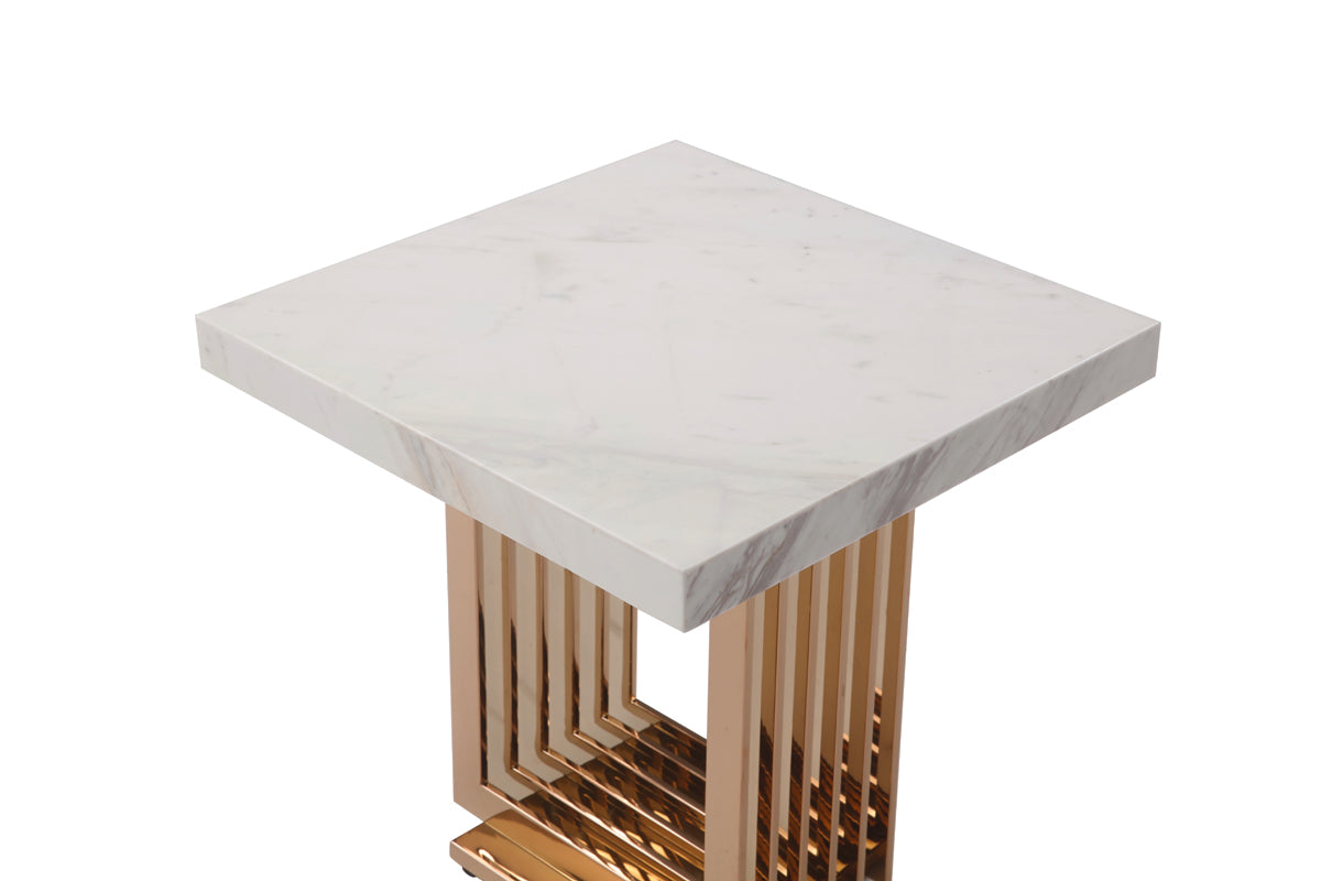 Modrest Kingsley Modern Marble and Rosegold End Table
