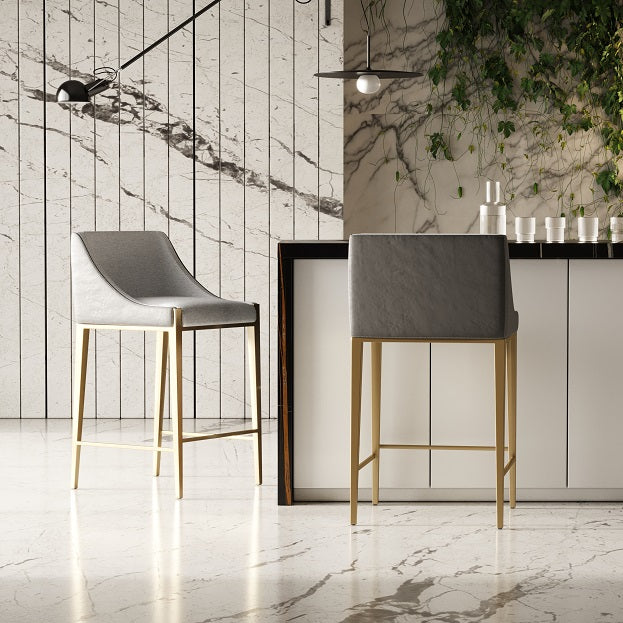 Modrest Fairview Contemporary Grey Brass Counter Stool