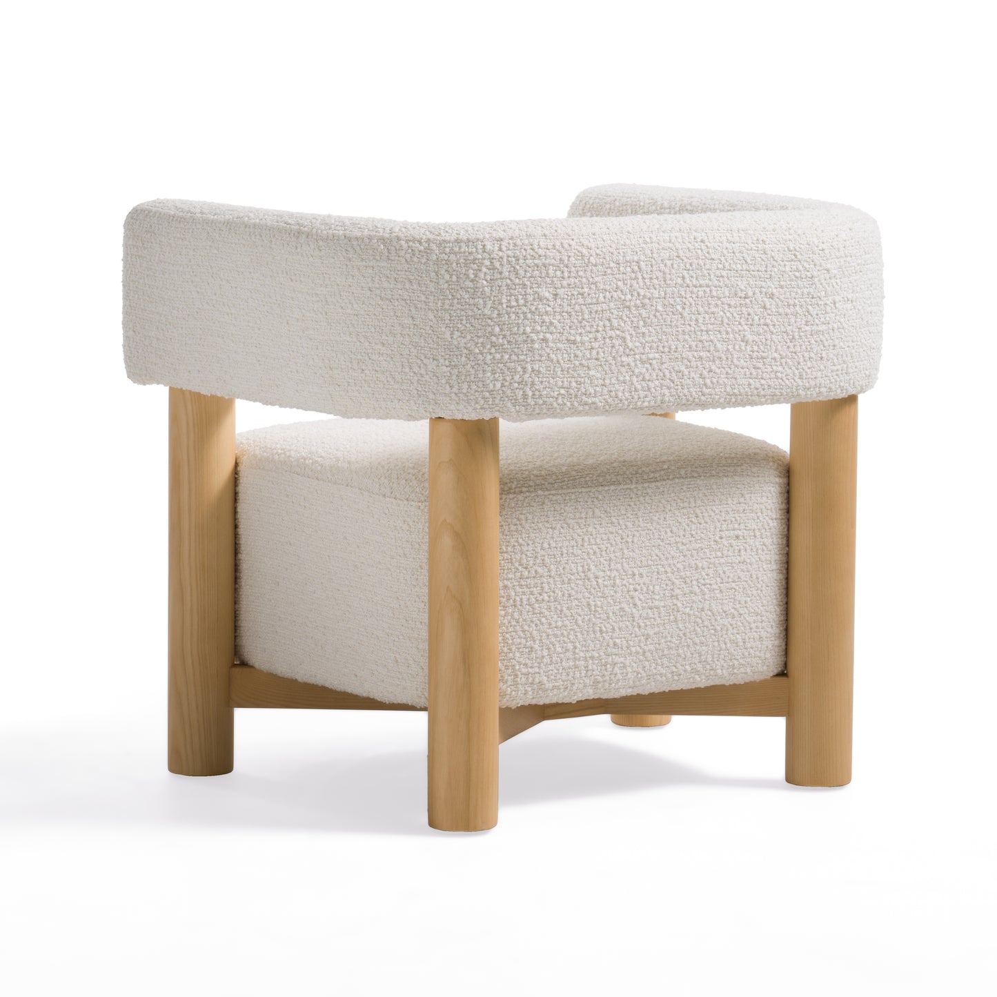 Modrest Fang Modern White Fabric and Wood Accent Chair
