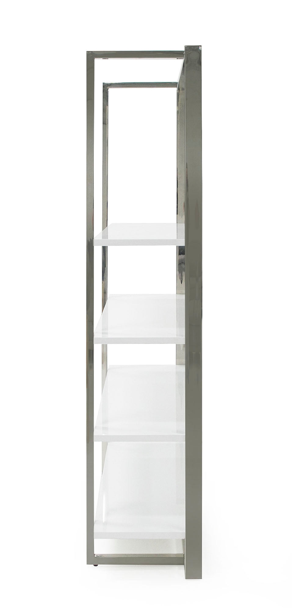 Modrest Fauna Modern White High Gloss and Stainless Steel Bookshelf