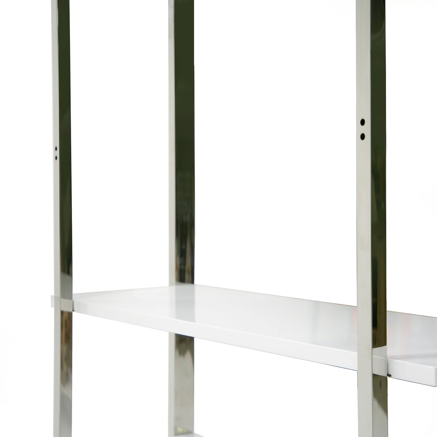 Modrest Fauna Modern White High Gloss and Stainless Steel Bookshelf