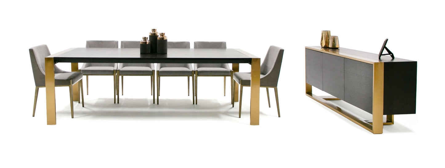 Modrest Fauna Modern Wenge and Brass Dining Table