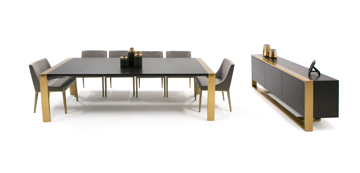 Modrest Fauna Modern Wenge and Brass Dining Table