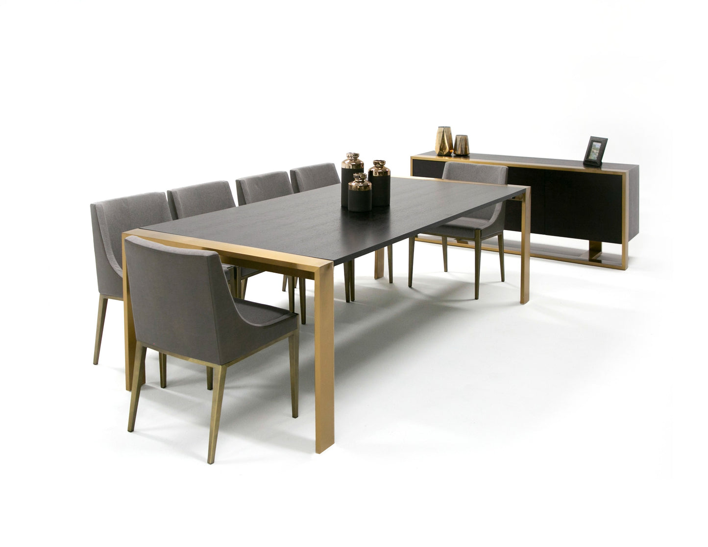 Modrest Fauna Modern Wenge and Brass Dining Table