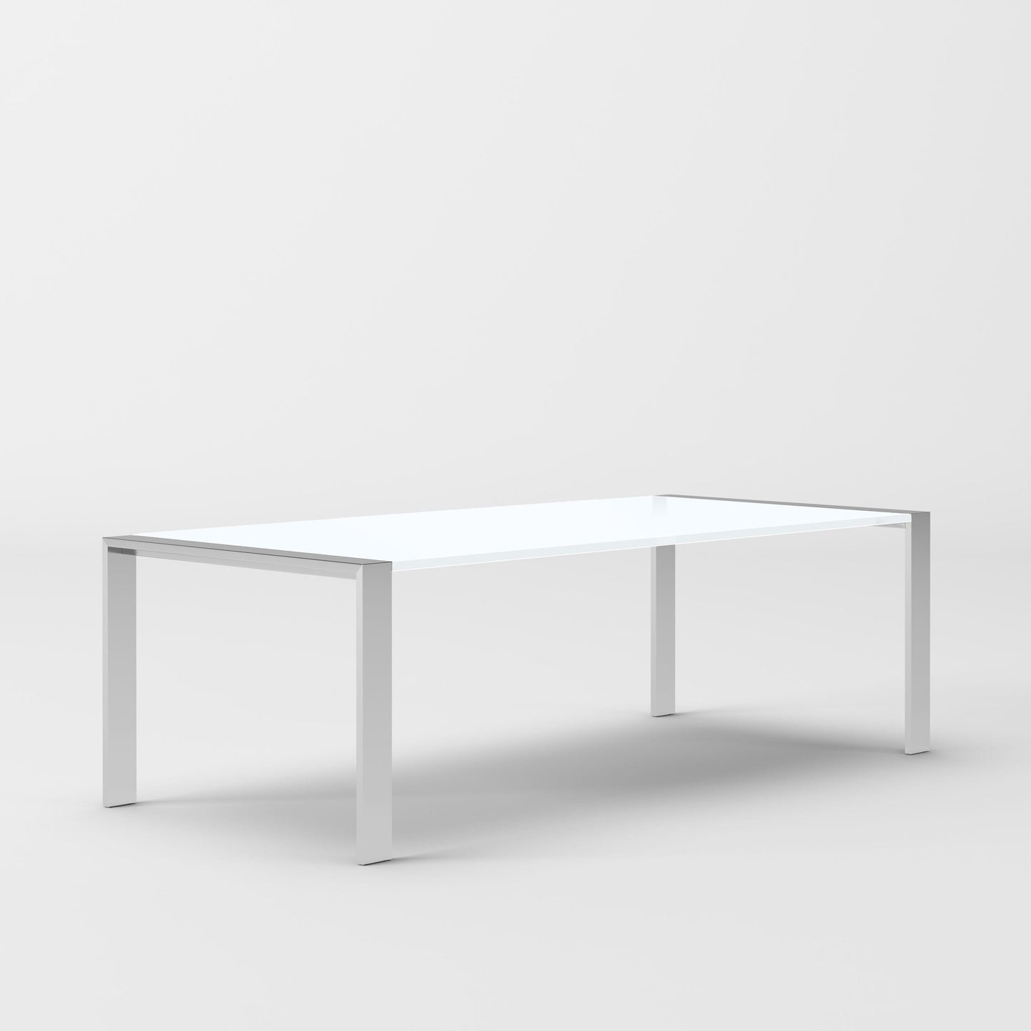 Modrest Fauna Modern White High Gloss and Stainless Steel Chrome Dining Table