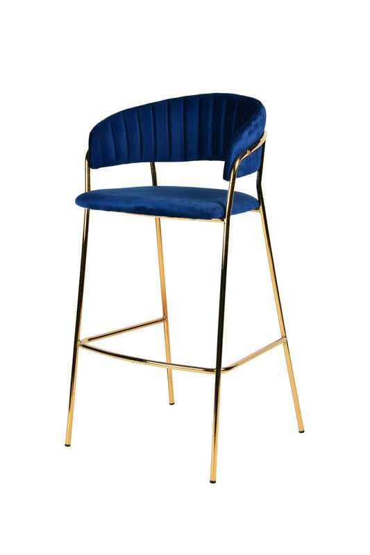 Modrest Brandy Modern Blue Fabric Bar Stool