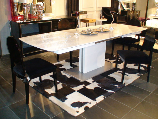 Centro Modern White Crocodile Dining Table