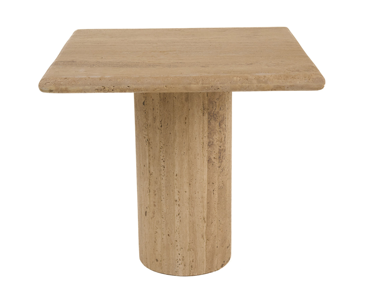 Modrest Fletcher Modern Travertine Marble 18" Tall End Table