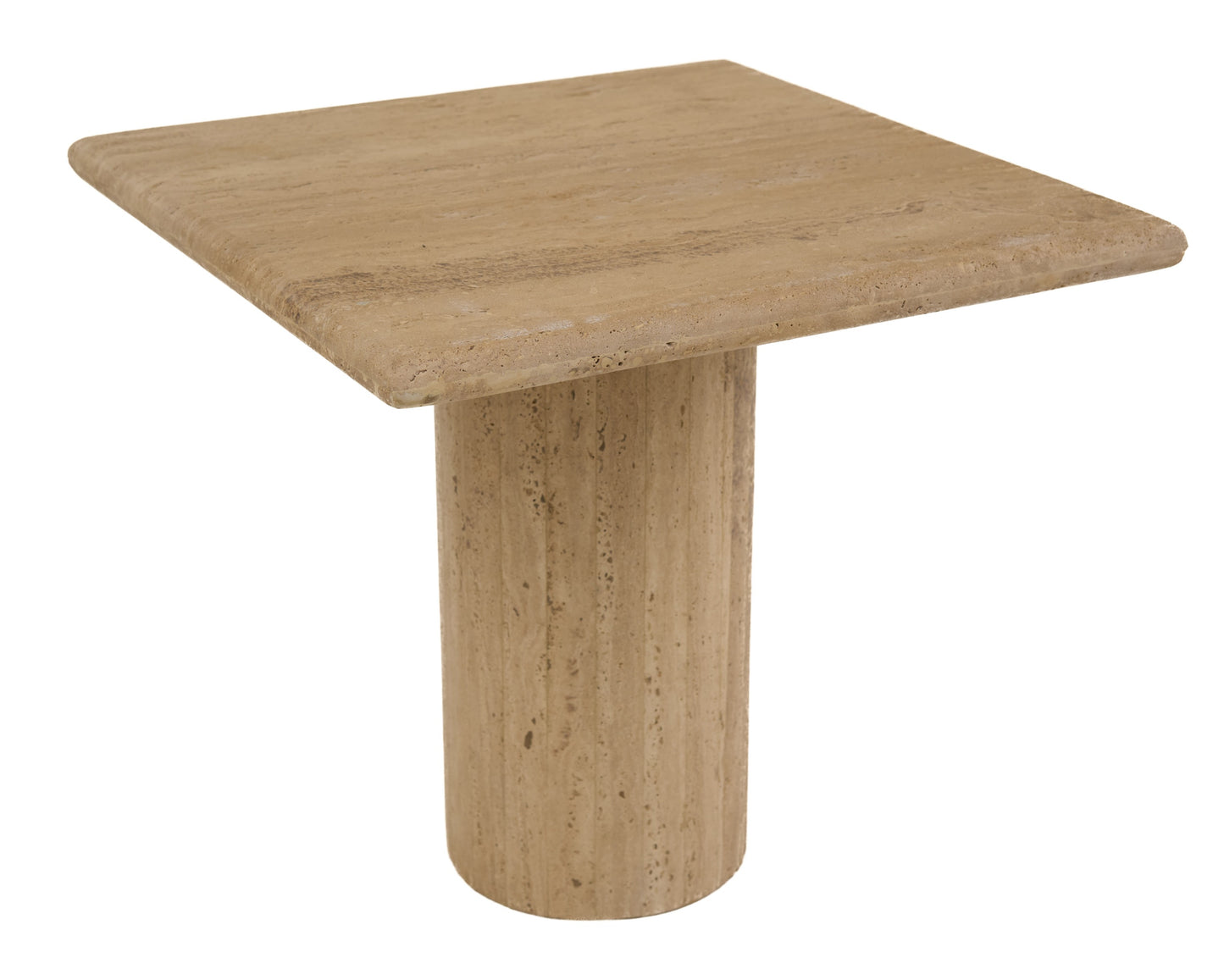 Modrest Fletcher Modern Travertine Marble 18" Tall End Table