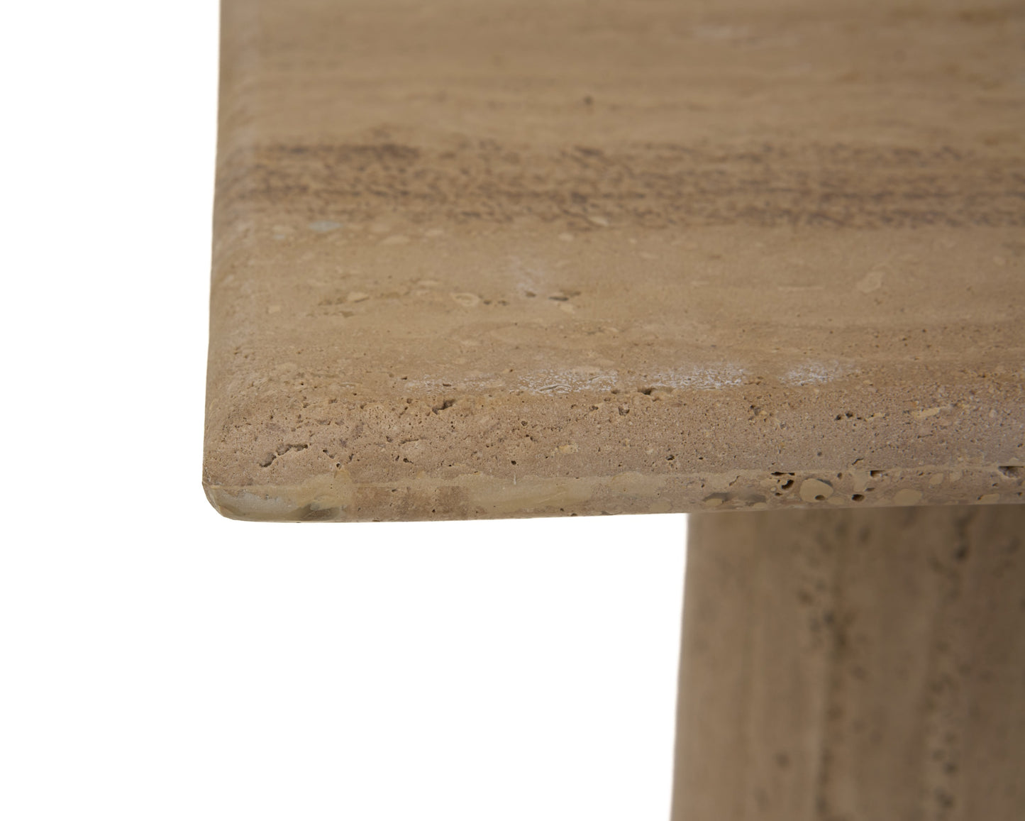 Modrest Fletcher Modern Travertine Marble 18" Tall End Table