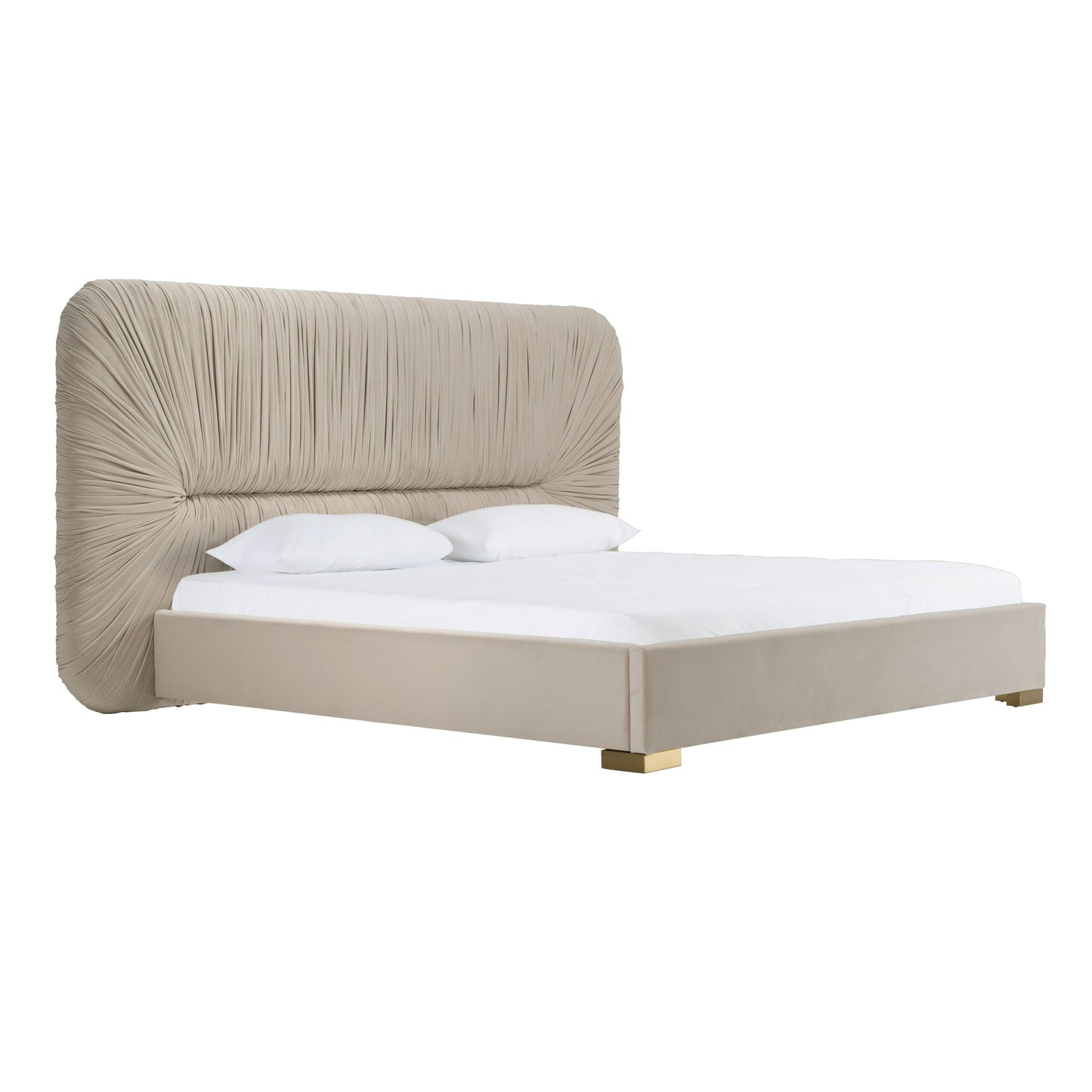 Modrest Florence Modern Beige Velvet Gold Bed
