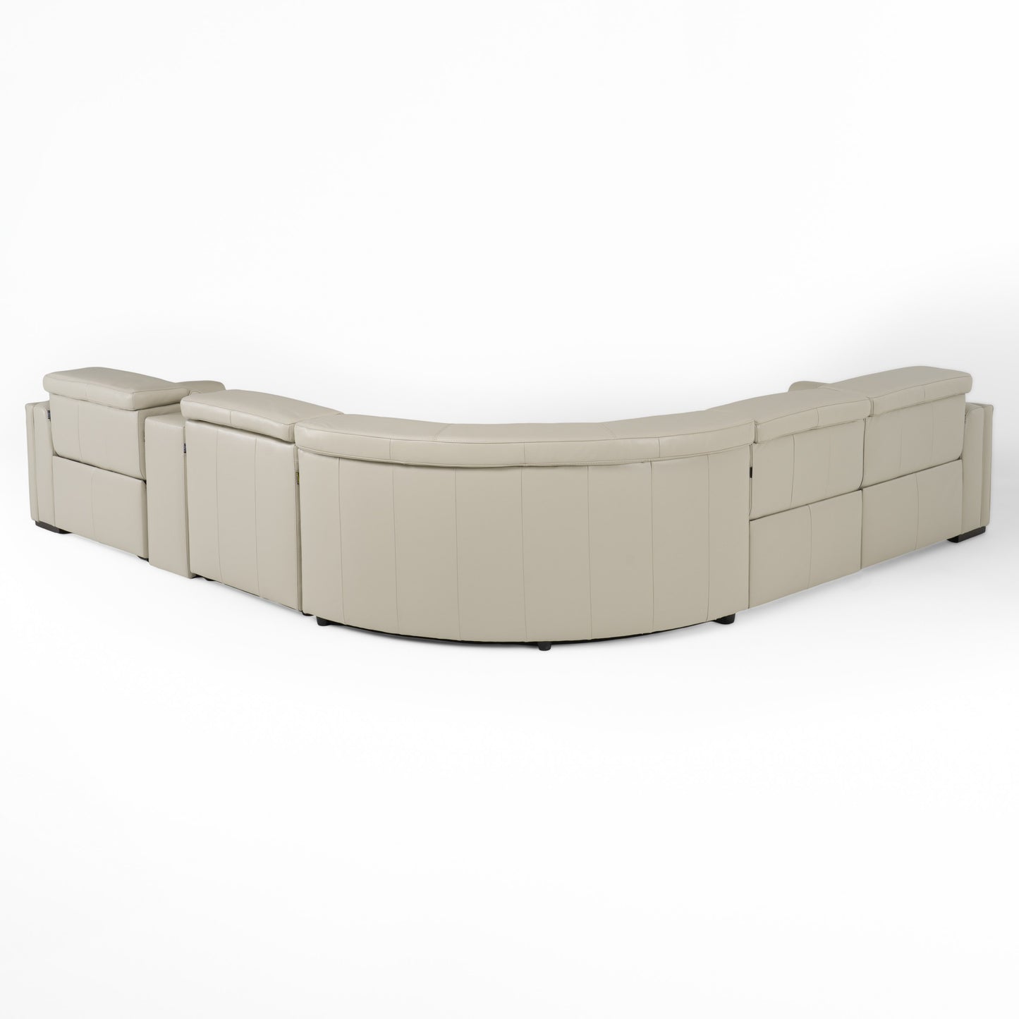 Modrest Frazier Modern Light Grey Leather Sectional Sofa with 3 Recliners Console