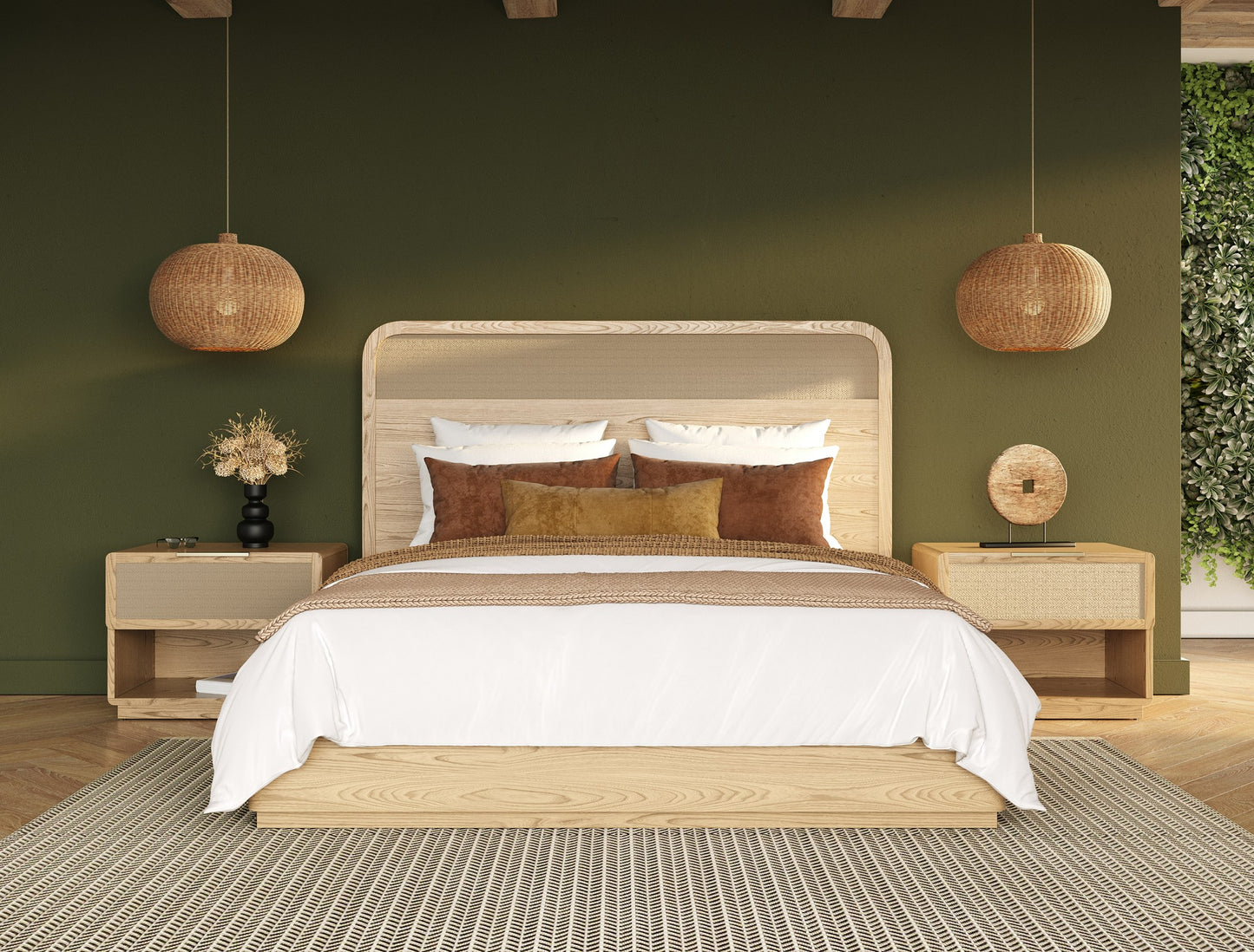 Modrest Gavin Modern Natural Ash Rattan Bed