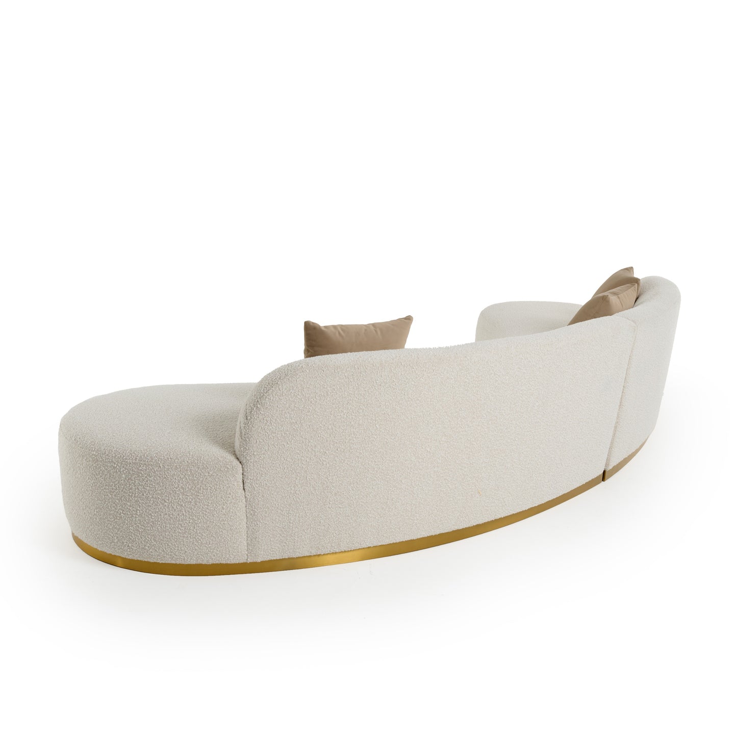 Divani Casa Frontier Glam Beige Fabric Curved Sectional Sofa with Beige Pillows