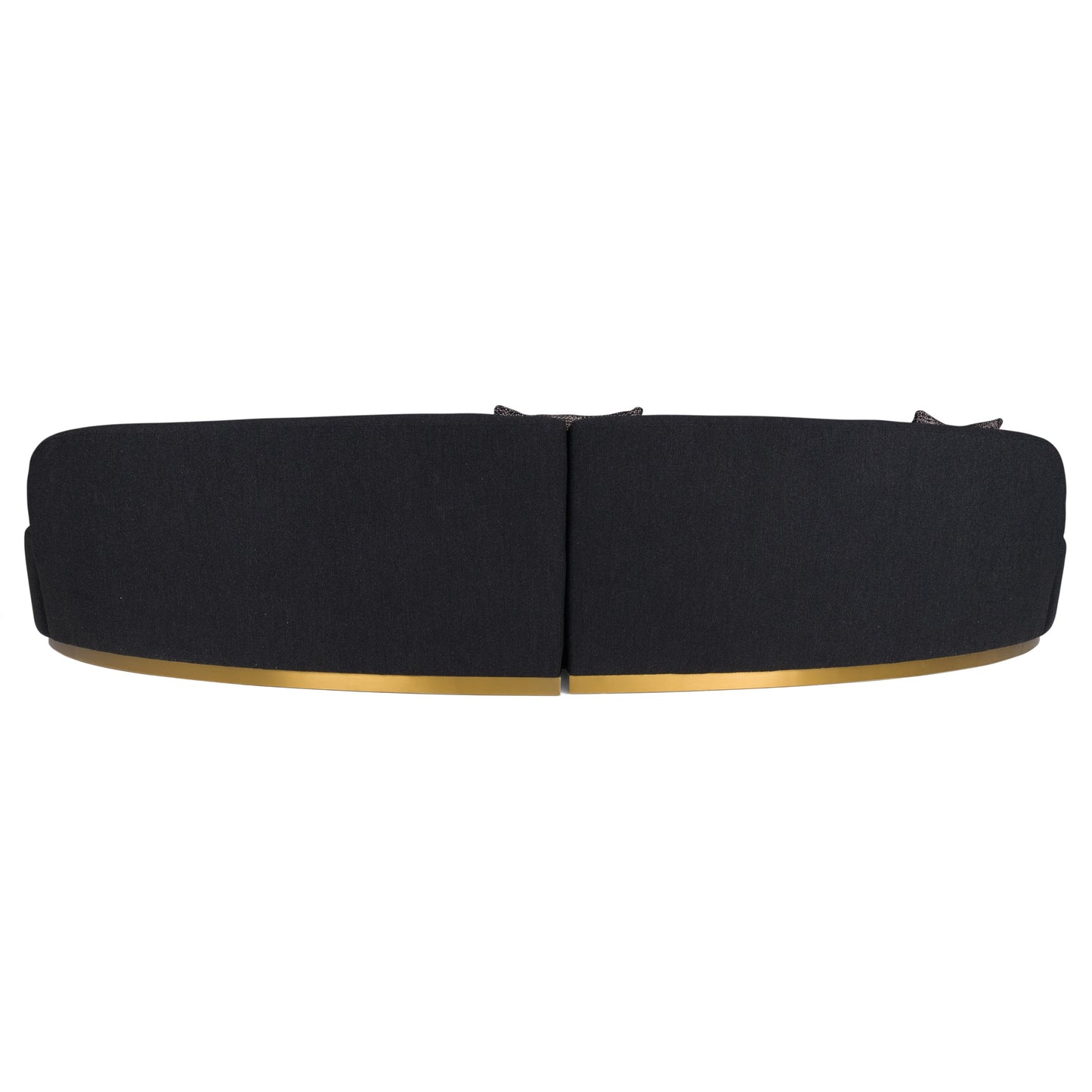 Divani Casa Frontier Glam Black Fabric Curved Sectional Sofa with Grey Pillows