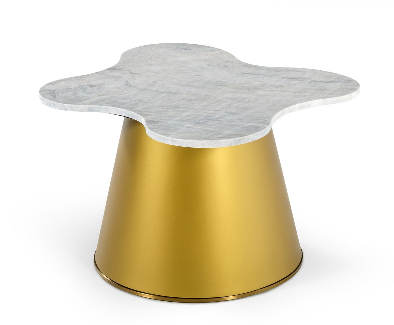 Modrest Gabbro Glam White Marble and Gold End Table