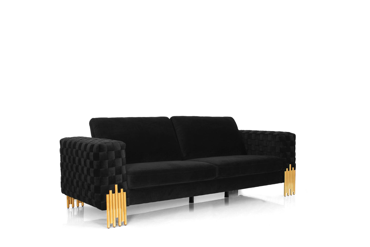 Divani Casa Georgia- Modern Velvet Glam Black Gold Sofa