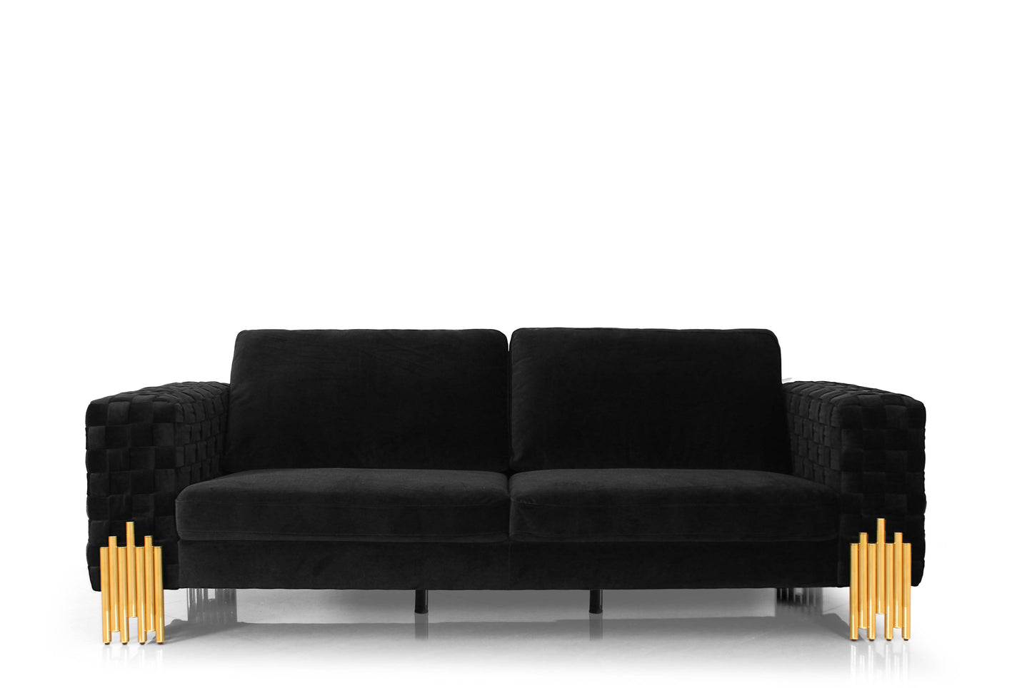 Divani Casa Georgia- Modern Velvet Glam Black Gold Sofa