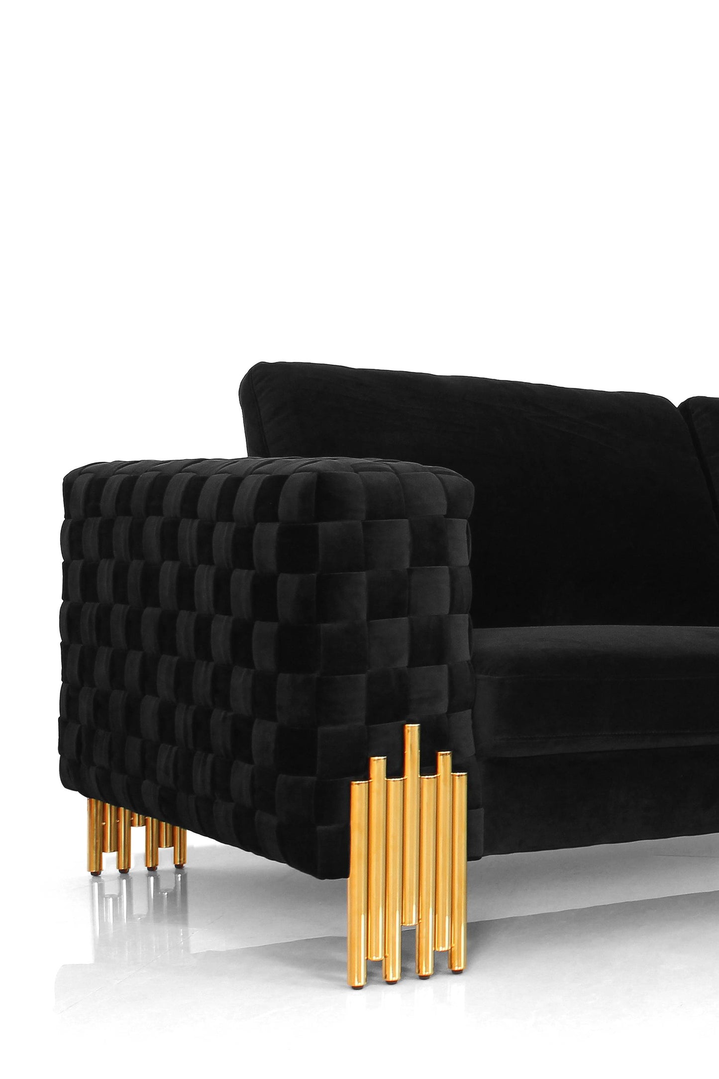 Divani Casa Georgia- Modern Velvet Glam Black Gold Sofa