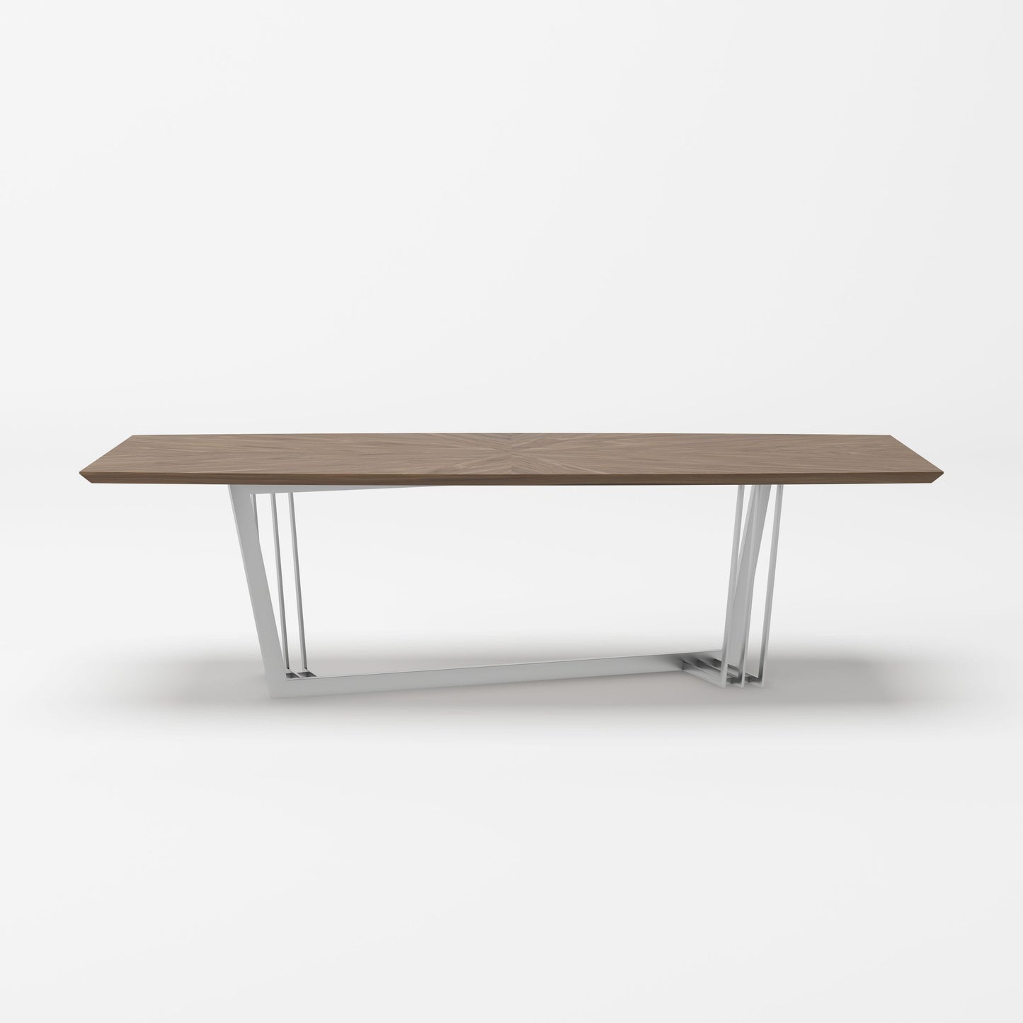 Modrest Gilroy Modern Walnut and Stainless Steel Dining Table